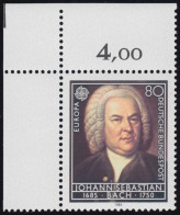 1249 Europa Musik Bach 80 Pf ** Ecke O.l. - Unused Stamps