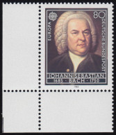 1249 Europa Musik Bach 80 Pf ** Ecke U.l. - Unused Stamps