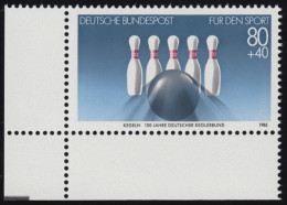 1238 Sporthilfe 80+40 Pf Keglerbund ** Ecke U.l. - Unused Stamps