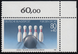 1238 Sporthilfe 80+40 Pf Keglerbund ** Ecke O.r. - Unused Stamps