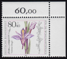 1227 Wohlfahrt Orchideen 80+40 Pf ** Ecke O.r. - Unused Stamps