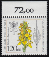 1228 Wohlfahrt Orchideen 120+60 Pf ** Oberrand - Unused Stamps