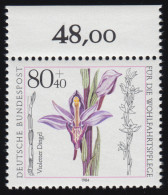 1227 Wohlfahrt Orchideen 80+40 Pf ** Oberrand - Unused Stamps