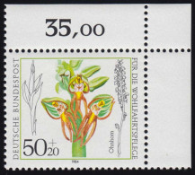 1225 Wohlfahrt Orchideen 50+20 Pf ** Ecke O.r. - Unused Stamps