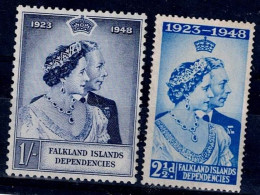 FALKLAND ISLANDS DEPENDEDENCIES 1948 SILVER WEDDING OF KING GEORGE VI AND QUEEN ELIZABETH MI No 12-3 MNH VF!! - Falklandinseln