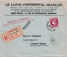 TARIF 1° Décembre 1939 - Cérès N°376 (y&t) Lettre Recommandée Argenton-sur-Creuse 23 Août 1941 Pour Clermont-Ferrand - Tariffe Postali