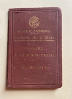 TESSERA DI RICONOSCIMENTO FERROVIE DELLO STATO - Cartes De Membre