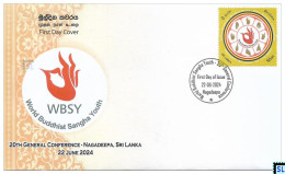 Sri Lanka Stamps 2024, World Buddhist Youth, Buddha, Hand, Buddhism, FDC - Sri Lanka (Ceilán) (1948-...)