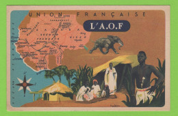 - Union Française - L'A.O.F. - CHROMO DIDACTIQUE  Verso - LION NOIR - FORMAT CPA - Sammlungen & Sammellose