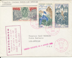 France Cover First Lufthansa Flight Paris - Los Angeles Via Montreal 1-1-1969 Good Franked - Covers & Documents