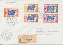 France Registered Cover Sent To Germany Strasbourg 7-5-1962 Good Franked Conseil De L'europe - Covers & Documents