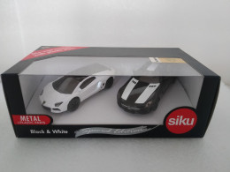 Siku Lamborghini LP400 Mercedes SLS AMG Echelle 1/55 En Boite Carton Spécial Edition Black And White - Sonstige & Ohne Zuordnung