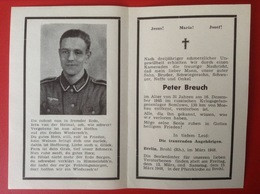 Totenzettel 1945 WW2 Peter Breuch Brohl Berlin 1948 Russisches Lager Semlowo - Documenten