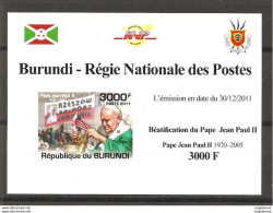 BURUNDI - 2011 Beatificazione Papa GIOVANNI PAOLO II Foglietto ND Nuovo** Papa Pope Papst Pape - Papi