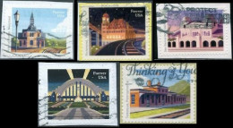 VERINIGTE STAATEN ETATS UNIS USA 2023 HISTORIC RAILROAD STATIONS SET 5V USED ON PAPER MI 6015-19 SN 5758-62 YT 5621-25 - Used Stamps