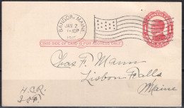 1915 Bangor Maine (Jan 2) Flag Cancel On McKinley 1 Cent Postal Card - Storia Postale