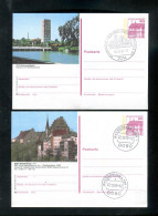 BUNDESREPUBLIK DEUTSCHLAND - 1987, 2 Bildpostkarten Mit Bild Und Stempel "KORNWESTHEIM" Bzw. "WASSERBURG" (L2352) - Bildpostkarten - Gebraucht