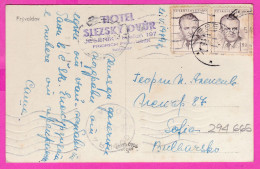 294665 / Czechoslovakia - Frývaldov (Jesenik)  Town Hall Bridge ,Hotel Slezsky Dvur PC 1950 USED 2x1.50 Klement Gottwald - Covers & Documents