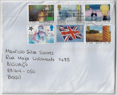 Great Britain 2024 Cover Sent From Bilston To Biguaçu Brazil 6 Commemorative Stamp Electronic Sorting Mark - Storia Postale