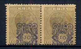 CUBA 1883 , ALFONSO XII HABILITADOS ( ARAÑITAS ) , PAREJA HORIZONTAL , SOBRECARGA DESPLAZADA , ED. 78 ** , TIPO B - Cuba (1874-1898)