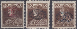 Hongrie Debrecen 1919 Mi 39a-b-c  Roi Charles IV (A12) - Debreczen