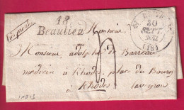 CURSIVE 18 BEAULIEU CORREZE CAD TYPE 12 BRIVE POUR RODEZ AVEYRON 1834 LETTRE - 1801-1848: Precursors XIX