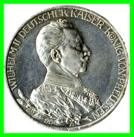 PREUSSEN - WILHELM II DEUTSCHER KAISER KÖNIG VON PREUSSEN 3 DM AÑO 1913 – CECA –A - 2, 3 & 5 Mark Silver