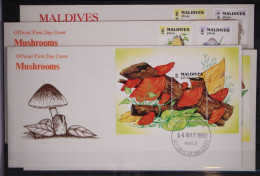 Malediven 1728-1735 Und Block 231-232 Postfrisch Als FDC / Pilze #GC244 - Malediven (1965-...)