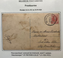 Zichtkaart OBP 192 - Relais ST PIETERS LILLE 31 XII 1923 - 1922-1927 Houyoux