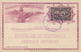 GUATEMALA ,  ENTERO POSTAL , EXPOSICIÓN CENTRO AMERICANA , CORREOS NACIONALES , FERROCARRIL - Guatemala
