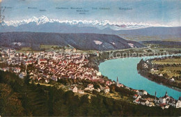 43507853 Waldshut-Tiengen Fliegeraufnahme Mit Rhein Und Alpen Waldshut-Tiengen - Waldshut-Tiengen