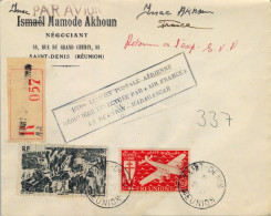 1947 REUNIÓN , SAINT DENIS , 100 ÉME LIAISON POSTALE AÉRIENNE RÉGULIÉRE PAR AIR FRANCE A MADAGASCAR , BRICKAVILLE - Lettres & Documents