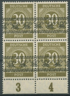 Bizone 1948 Ziffern Bandaufdruck Platte Unterrand 4er-Block 63 Ib P UR Postfr. - Mint