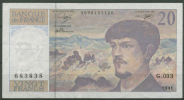 Frankreich 20 Francs 1991, Debussy, KM 151 E, Gebraucht (K1700) - 20 F 1980-1997 ''Debussy''