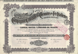 Titre De 1912 - Compagnie Générale De Chemins De Fer Italiens - Déco - Bahnwesen & Tramways