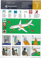 #16 Safety Card Air Astana Kazakhstan A-320 / Jan.2021 - Consignes De Sécurité