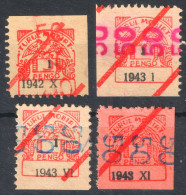 1942 1943 Hungary - TURUL MOBIRT Insurance REVENUE TAX Stamp - Used LABEL CINDERELLA VIGNETTE Overprint - Fiscales
