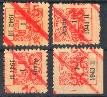 1941 1942 1943 Hungary - TURUL MOBIRT Insurance REVENUE TAX Stamp - Used LABEL CINDERELLA VIGNETTE Overprint - Fiscales