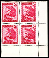 ÖSTERREICH 1945 Nr 740 Postfrisch VIERERBLOCK ECKE-URE X36BC7A - Ungebraucht