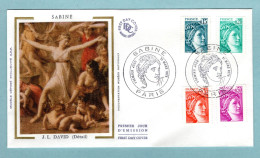 FDC France 1978 - Sabine De Gandon 4 Valeurs : YT 1971 -1966 à YT 1969 - De 0,15 Fr à 0,50 F- Paris (soie) - 1970-1979