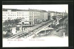 AK U-Bahn, Hochbahnhaltenstelle Cottbuserthor Mit Litfasssäule  - Métro