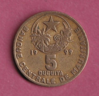 Mauritanie, 1999-5 Ouguiya- Aluminium Bronze- Obverse Coat Of Arms Above Denomination. - Mauritanië