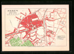 AK Assen, Stadsplattegrond, Stadhuis En Gouvernementsgebouw  - Assen