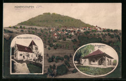 AK Göppingen-Hohenstaufen, Ortsansicht, Barbarossakirche, Schutzhütte  - Goeppingen