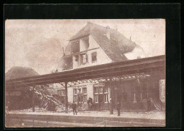 AK Plochingen, Unwetter Am 1.6.1913, Zerstörter Bahnhof  - Overstromingen