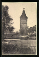 AK Waiblingen, Uferpartie Mit Turm, Fest-Postkarte Zum 3. Liederfest Des Silcher Gaues, 1927  - Waiblingen