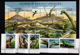 Gabun 1566-1571 Und Kleibogen 1581-1589 Postfrisch Dinosaurier #KC628 - Gabon (1960-...)