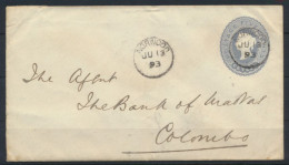 Ceylon Sri Lanka Ganzsache U 27 5c Victoria Norwood Colombo Postal Stationery - Sri Lanka (Ceilán) (1948-...)