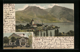 AK Spiez, Ortsansicht Mit Seeblick Und Hotel & Pension Niesen  - Spiez