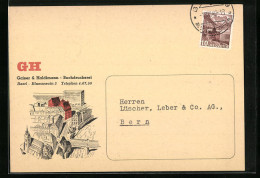 AK Basel, Buchdruckerei Gaiser & Haldimann, Blumenrain 3  - Bâle